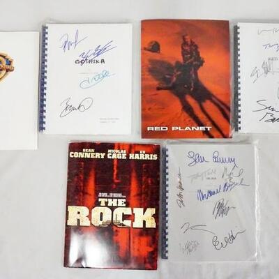 1156	LOT OF THREE PRESS KITS W/ SIGNED SCRIPTS, LOT INCLUDES GOTHICA (DIGITAL PRESS KIT), RED PLANET, & THE ROCK. 
