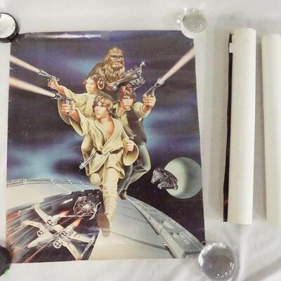 1193	LOT OF THREE STAR WARS MOVIE POSTERS. ALL HAVE DAMAGE. 22 IN X 18 1/4 IN 
