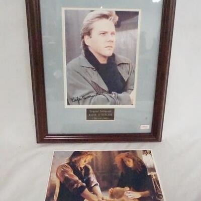 1201	FLATLINERS FRAMED KEIFER SUTHERLAND SIGNED PRINT W/ COA ON REVERSE & A STILL FROM THE FILM. 16 1/4 IN X 13 1/4 IN INCLUDING FRAME 
