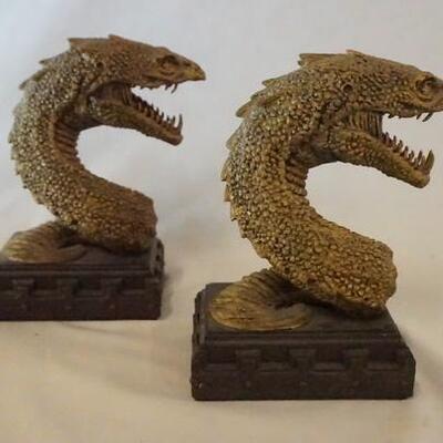 1047	PAIR OF HARRY POTTER BASILISK SNAKE BOOKENDS. 7 1/4 IN H APP. 5 IN W 
