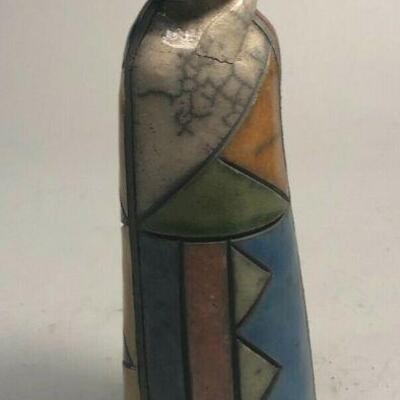 https://www.ebay.com/itm/124835396053	ME7022 South African Raku Pottery Warrior Figurine (red and green)

