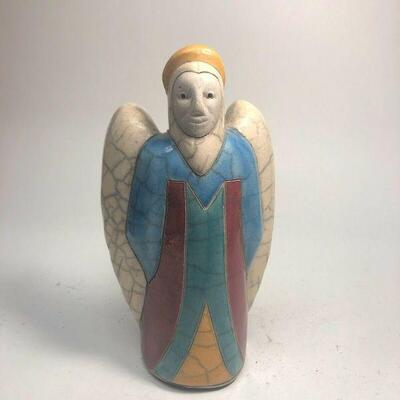 https://www.ebay.com/itm/124835396057	ME7019 South African Raku Pottery Angel Figurine (blue, red, green robe)
