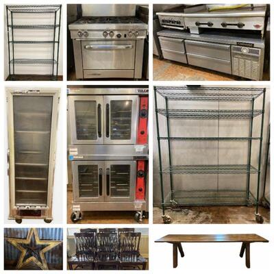 Kitchen Appliances & Dining Furniture, shelves, chairs, table, star, tools, boat motor, cups, etc. 