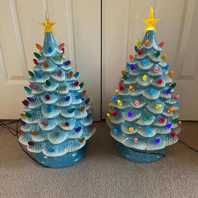 Ginormous lighted ceramic Christmas trees - each over 29â€ tall!