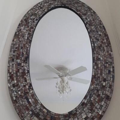 Wall mirror with mosaic frame