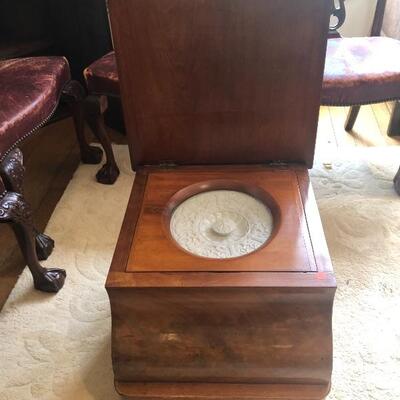 2 a-Commode with porcelain pot $175.00
2b-Commode that doubles  as a table with brass pot