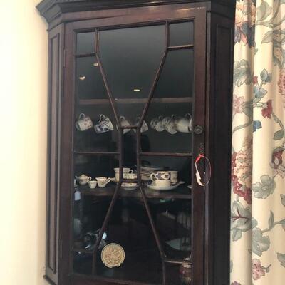 #3) Mahogany hanging corner cabinet $150