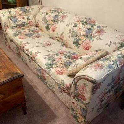 Custom made Floral sofa VERY CLEAN with no rips or tears Dense foam seat cushions with Dacron wrap.