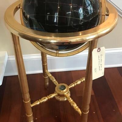 Gemstone brass globe $359