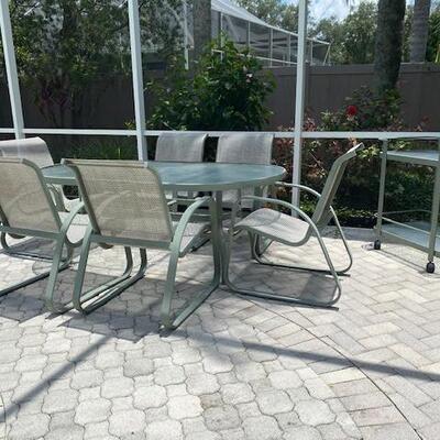 Aluminum & Glass Dining Set with 6 Chairs $250.00