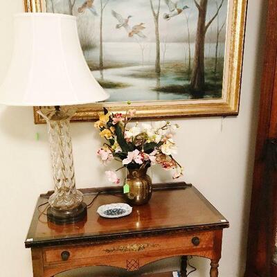 Occassional Table, Lamp and Original artwork
