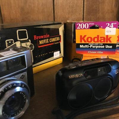 Assorted Cameras and Film including a Brownie Movie Camera