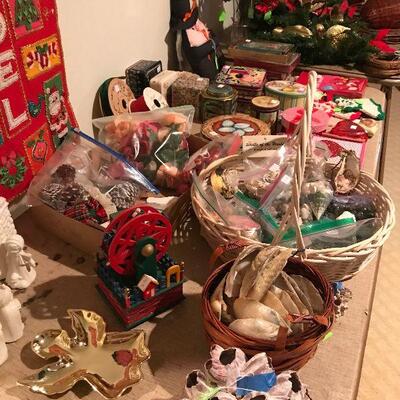 Miscellaneous Christmas items and Seashells and Rocks