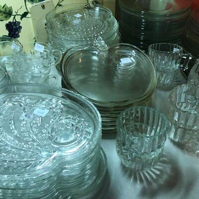 Glass serving plates and cups