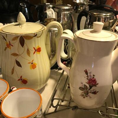 Decorative coffee pots and cups