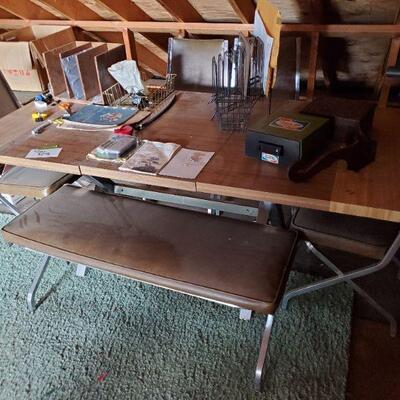 MCM table with bench and 4 chairs