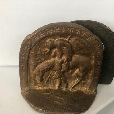Vintage Cast Bronze "End of the Trail" Bookends