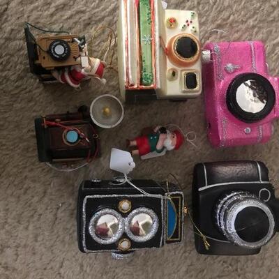 Camera hand blown glass ornaments 
