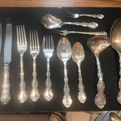 47 pc Gorham Strausboug Sterling Silverware