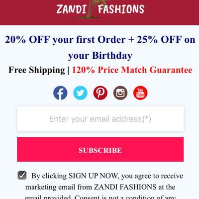 https://zandifashions.com/ 
Summer Sale, Wholesale to Public
20% OFF your first Order + 25% OFF on your Birthday
Free Shipping over $50 |...