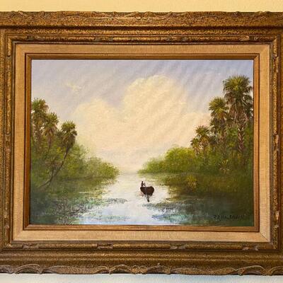 Full Size Rendering by R. A. McLendon, an oil on canvas, signed in the bottom right corner