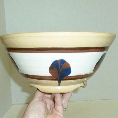 yellow ware pottery strainer