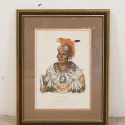 1336	PRINT OF WA-PEL-LA CHIEF OF THE MUSQUAKEES, PUBLISHED BY GRENOUGH, PHILA, L.T. BOWENS LITHOGRAPHIC, 21 IN X 27 IN INCLUDING FRAME
