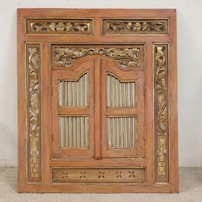 1324	MIRROR W/SPINDLE DOORS & OPEN CARVED FRAME, 30 3/4 INX 36 1/4 IN
