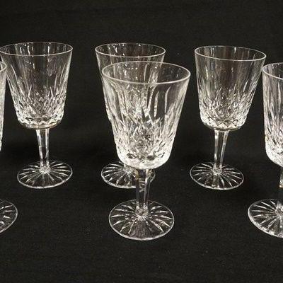 1055	8 WATERFORD LISMORE WATER GOBLETS, 7 IN HIGH
