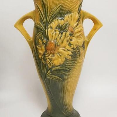 1016	ROSEVILLE LARGE YELLOW PEONY VASE, 18 1/2 IN HIGH
