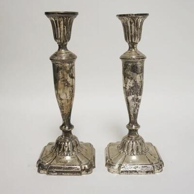 1032	PAIR OF TALL TOWLE STERLING SILVER CANDLESTICKS, WEIGHTED, 9 1/4 IN HIGH
