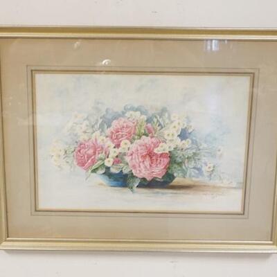 1321	SOFIA VON DREELE STILL LIFE WATERCOLOR, BOWL OF FLOWERS, 25 3/4 IN X 19 3/4 IN INCLUDING FRAME
