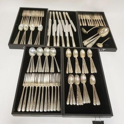 1001	102 PIECE INTERNATIONAL STERLING SILVER FLATWARE SET COMPLETE SERVICE FOR 12 & SERVING PIECES, 102.67 TOZ COUNTING 0.5 TOZ PER KNIFE...