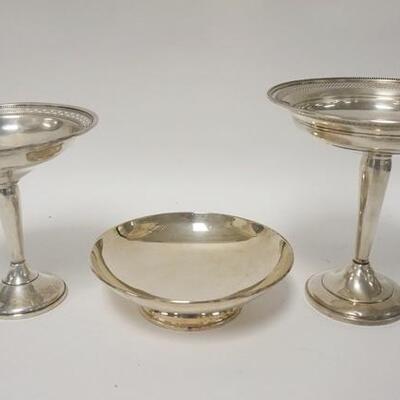 1223	3 WEIGHTED STERLING SILVER CANDLESTICKS, TALLER 2 HAVE DENTS, TALLEST IS 6 1/4 IN
