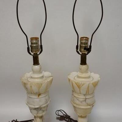 1277	PAIR OF MARBLE TABLE LAMPS 27 IN H 
