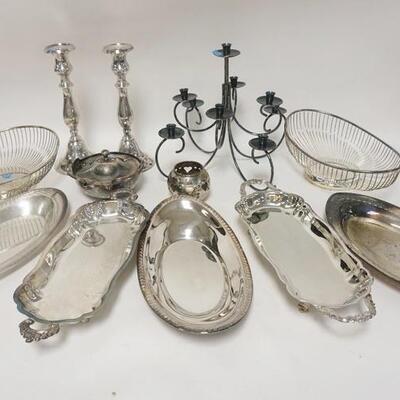 1228	SILVER PLATE LOT W/CANDLE HOLDERS
