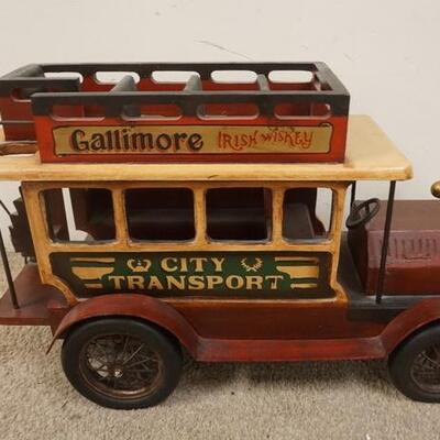 1276	CONTEMPORARY 2 DECK WOOD & METAL BUS TOY. 26 IN L 16 IN H 
