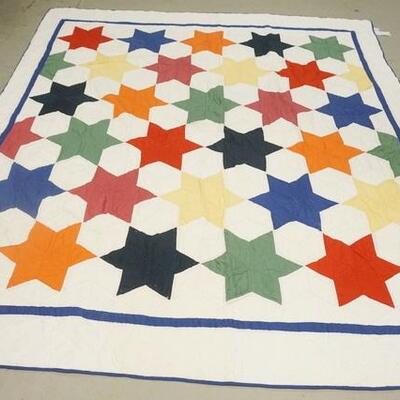 1260	CONTEMPORARY STAR QUILT IMPORTED BY WILLIAMS SONSOMA, 98 IN X 84 IN CHAMBERS SAN FRANCISCO
