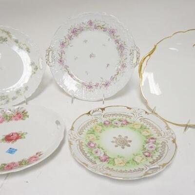 1232	LOT OF 5 DECORATED CAKE PLATES, INCLUDES LIMOGES, CT GERMANY, ETC
