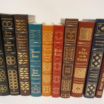 1079	GROUP OF 10 EASTON PRESS LEATHER BOUND BOOKS, INCLUDES CHARLES DARWIN, TREASURE ISLAND, ETC, BOOKS HAVE OWNERS BOOKPLATE
