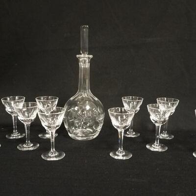 1034	ORREFORS 11 PIECE CUT CRYSTAL CORDIAL SET, DECANTER IS 10 IN HIGH
