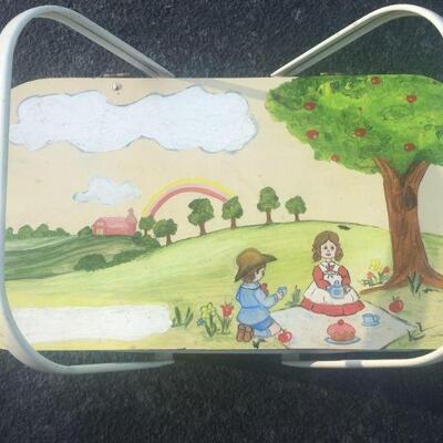 hand painted picnic basket