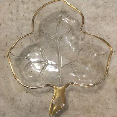 glass leaf with gold trim