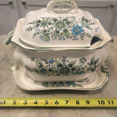 Tureen with blue and green decor