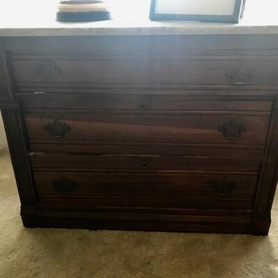 antique chest of drawers with marble top $249
38 1/2 X 18 X 28
