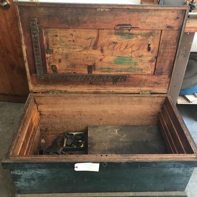 antique wood worker's chest with all antique woodworking tools $2000