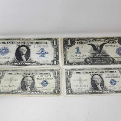#1838 â€¢ 4 Blue Seal Silver Certificates 1899, 1923, 1935 And 1957
