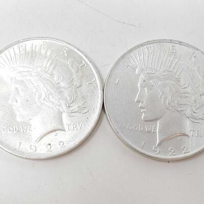 1735	

2 1922 Silver Peace Dollars
Philadelphia Mint Mark's