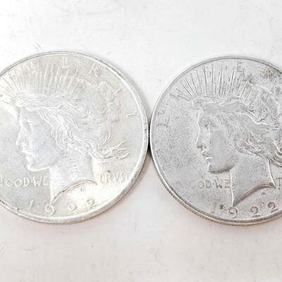 1734	

2 1923 Silver Peace Dollars
Mint Mark's Philadelphia and San Francisco 