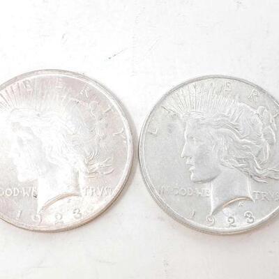 1733	

2 1923 Silver Peace Dollars
Philadelphia Mint Mark's